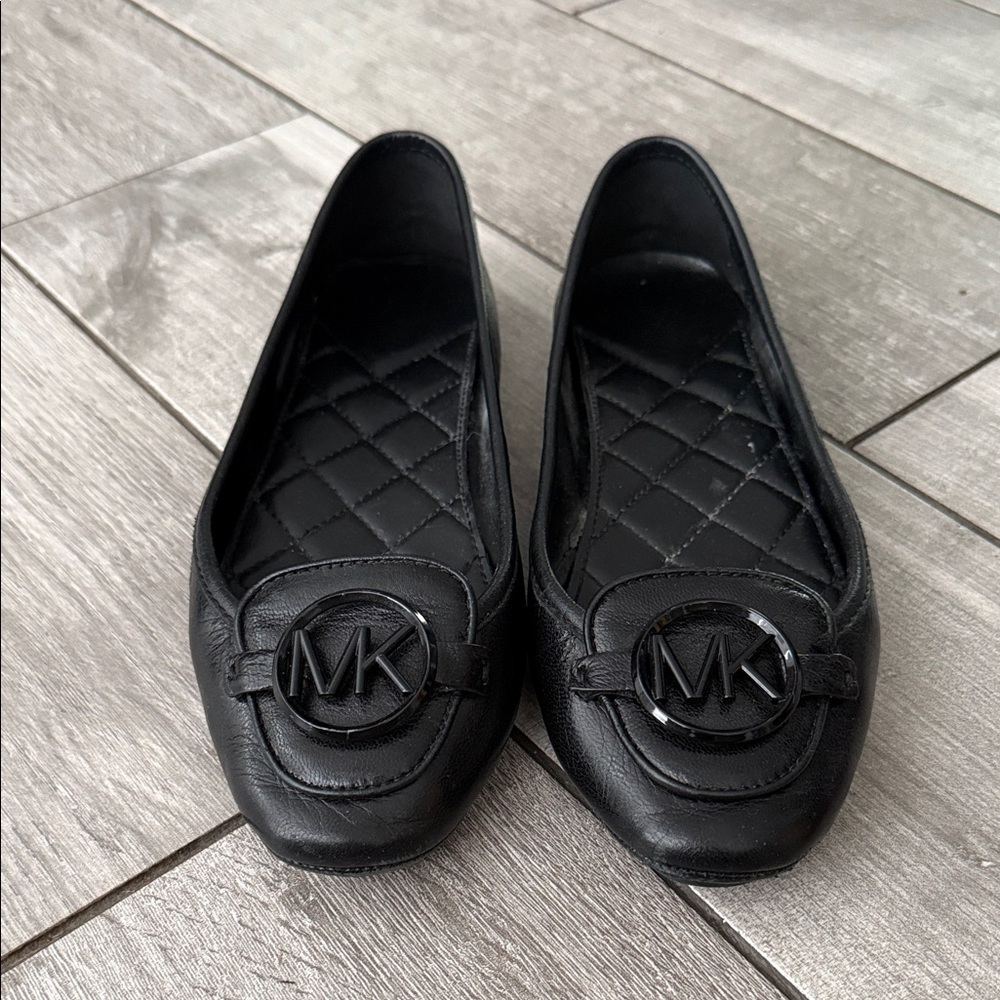 Michael Kors Black Leather MK Logo Loafers
